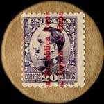 Timbre-monnaie Espagne - Carton moneda - 20 centimos E.Vaquer - Petites armoiries - revers
