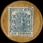 Timbre-monnaie Espagne - Carton moneda - 25 centimos Especial Movil type 1 - Petites armoiries - revers