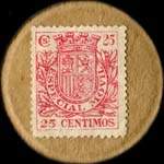 Timbre-monnaie Espagne - Carton moneda - 25 centimos Especial Movil type 2 - Petites armoiries - revers
