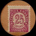 Timbre-monnaie Espagne - Carton moneda - 25 centimos - Grandes armoiries - revers