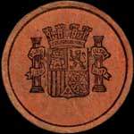 Timbre-monnaie Espagne - Carton moneda - 25 centimos Ruiz Zorilla - Petites armoiries - avers