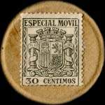 Timbre-monnaie Espagne - Carton moneda - 30 centimos Especial Movil type 1 - Petites armoiries - revers