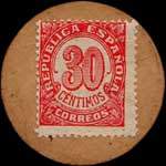 Timbre-monnaie Espagne - Carton moneda - 30 centimos - Grandes armoiries - revers