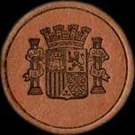 Timbre-monnaie Espagne - Carton moneda - 30 centimos E. Vaquer surcharge Republica Espanola - Petites armoiries - avers