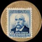 Timbre-monnaie Espagne - Carton moneda - 40 centimos Emilio Castelar - Petites armoiries - revers