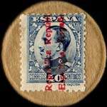 Timbre-monnaie Espagne - Carton moneda - 40 centimos E. Vaquer surcharge Republica Espanola - Petites armoiries - revers