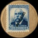 Timbre-monnaie Espagne - Carton moneda - 40 centimos Emilio Castelar surcharge Marruecos - Petites armoiries - revers