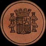 Timbre-monnaie Espagne - Carton moneda - 45 centimos - Petites armoiries - avers