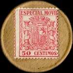 Timbre-monnaie Espagne - Carton moneda - 50 centimos Especial Movil type 1 - Petites armoiries - revers