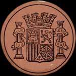 Timbre-monnaie Espagne - Carton moneda - 50 centimos - Grandes armoiries - avers