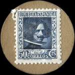 Timbre-monnaie Espagne - Carton moneda - 50 centimos Diego R. de S. Velazquez - Grandes armoiries - revers
