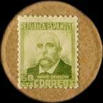 Timbre-monnaie Espagne - Carton moneda - 60 centimos Emilio Castelar - Petites armoiries - revers