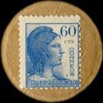 Timbre-monnaie Espagne - Carton moneda - 60 centimos - Petites armoiries - revers