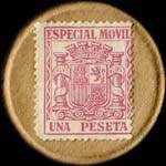 Timbre-monnaie Espagne - Carton moneda - una peseta Especial Movil type 1 - Petites armoiries - revers