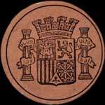 Timbre-monnaie Espagne - Carton moneda - 2 real (plata) - Grandes armoiries - avers
