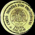 Carton moneda Fonts de Sacalm 1937 - 10 centimos - timbre-monnaie de fantaisie - Espagne - avers