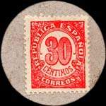 Carton moneda Fonts de Sacalm 1937 - 30 centimos - timbre-monnaie de fantaisie - Espagne - revers