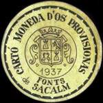 Carton moneda Fonts de Sacalm 1937 - 45 centimos - timbre-monnaie de fantaisie - Espagne - avers