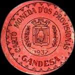 Carton moneda Gandesa 1937 - 1 centimo - timbre-monnaie de fantaisie - Espagne - avers