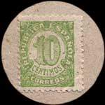 Carton moneda Gerona 1936 - 10 centimos - timbre-monnaie de fantaisie - Espagne - revers