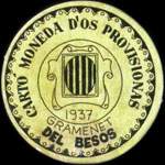 Carton moneda Gramenet del Besos 1937 - 20 centimos - timbre-monnaie de fantaisie - Espagne - avers