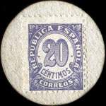 Carton moneda Gramenet del Besos 1937 - 20 centimos - timbre-monnaie de fantaisie - Espagne - revers