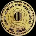 Carton moneda Gramenet del Besos 1937 - 30 centimos - timbre-monnaie de fantaisie - Espagne - avers