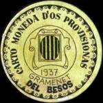 Carton moneda Gramenet del Besos 1937 - 45 centimos - timbre-monnaie de fantaisie - Espagne - avers