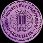 Carton moneda Granollers 1937 - 45 centimos - timbre-monnaie de fantaisie - Espagne - avers