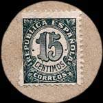 Carton moneda Huelva 1936 - 15 centimos - timbre-monnaie de fantaisie - Espagne - revers