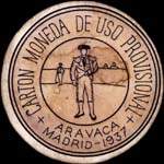 Carton moneda Madrid - 1937 - Aravaca - 45 centimos - timbre-monnaie de fantaisie - Espagne - avers