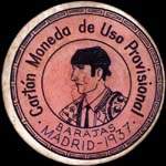 Carton moneda Madrid - 1937 - Barajas - 15 centimos - timbre-monnaie de fantaisie - Espagne - avers