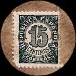 Carton moneda Madrid - 1937 - Barajas - 15 centimos - timbre-monnaie de fantaisie - Espagne - revers