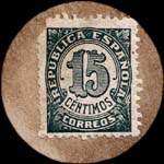Carton moneda Madrid - 1937 - Canillas - 15 centimos - timbre-monnaie de fantaisie - Espagne - revers