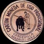 Timbre-monnaie de fantaisie - Cercedilla - Madrid - 1937 - Espagne - carton moneda