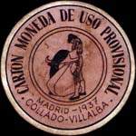 Carton moneda Madrid - 1937 - Collado Villalba - 45 centimos - timbre-monnaie de fantaisie - Espagne - avers