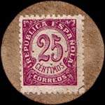Carton moneda Madrid - 1937 - Colmenar de Oreja - 25 centimos - timbre-monnaie de fantaisie - Espagne - revers