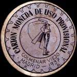 Carton moneda Madrid - 1937 - Colmenar Viejo - 1 centimo - timbre-monnaie de fantaisie - Espagne - avers