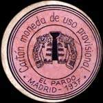 Carton moneda Madrid - 1937 - El Pardo - 15 centimos - timbre-monnaie de fantaisie - Espagne - avers