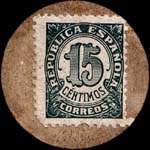 Carton moneda Madrid - 1937 - El Pardo - 15 centimos - timbre-monnaie de fantaisie - Espagne - revers