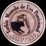 Carton moneda Madrid - 1937 - El Estremera - 15 centimos - timbre-monnaie de fantaisie - Espagne - avers