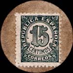 Carton moneda Madrid - 1937 - El Estremera - 15 centimos - timbre-monnaie de fantaisie - Espagne - revers
