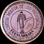 Carton moneda Madrid - 1937 - Fuenlabrada - 1 centimo - timbre-monnaie de fantaisie - Espagne - avers
