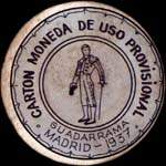Carton moneda Madrid - 1937 - Guadarrama - 45 centimos - timbre-monnaie de fantaisie - Espagne - avers