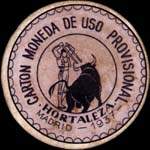 Carton moneda Madrid - 1937 - Hortaleza - 5 centimos - timbre-monnaie de fantaisie - Espagne - avers