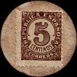 Carton moneda Madrid - 1937 - Hortaleza - 5 centimos - timbre-monnaie de fantaisie - Espagne - revers