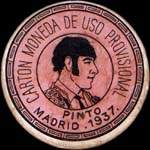Carton moneda Madrid - 1937 - Pinto - 5 centimos - timbre-monnaie de fantaisie - Espagne - avers