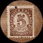 Carton moneda Madrid - 1937 - Pinto - 5 centimos - timbre-monnaie de fantaisie - Espagne - revers