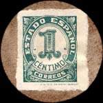 Carton moneda Madrid - 1937 - Portrait de torero - 1 centimo - timbre-monnaie de fantaisie - Espagne - revers