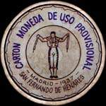 Carton moneda Madrid - 1937 - San Fernando de Henares - 1 centimo - timbre-monnaie de fantaisie - Espagne - avers